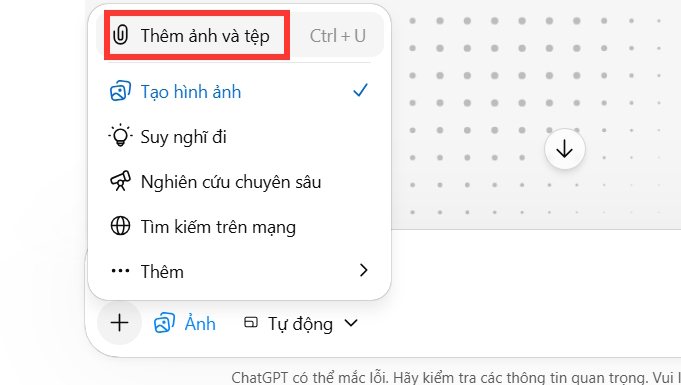 Tải ảnh chụp gương mặt lên trên ChatGPT