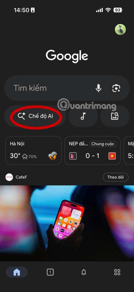 chế độ AI Google