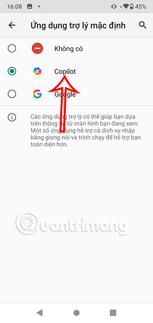Trợ lý Copilot trên Android