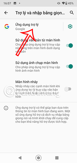 Đổi ứng dụng trợ lý Android