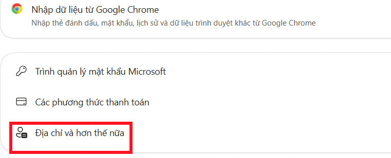 Chỉnh chế độ Autofill trên Edge