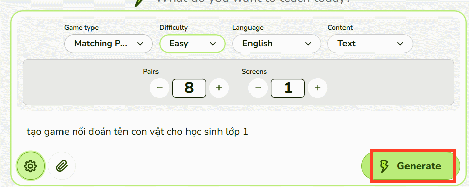 Mô tả trò chơi tạo trên Educaplay