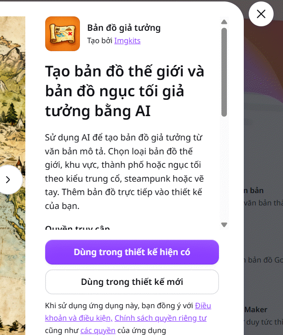 Ứng dụng Bản đồ giả tưởng trên Canva