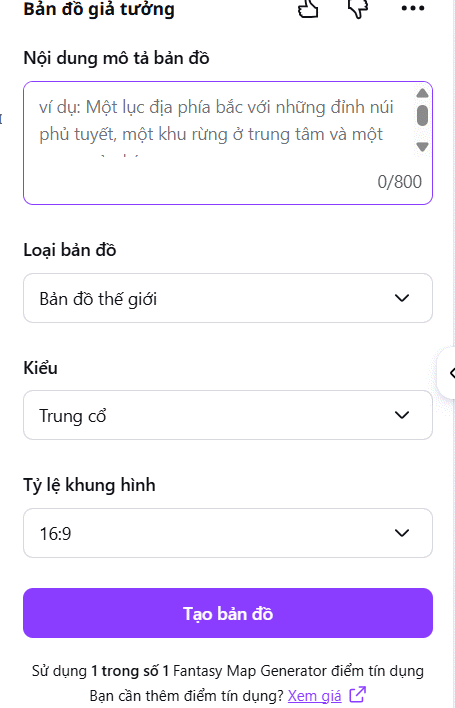 Tùy chọn tạo Bản đồ giả tưởng trên Canva