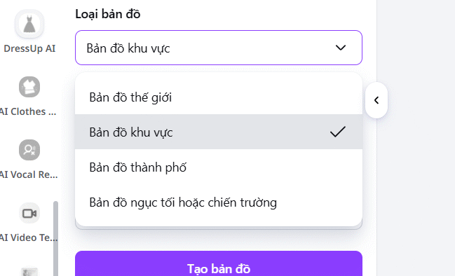 Chọn loại bản đồ giả tưởng trên Canva