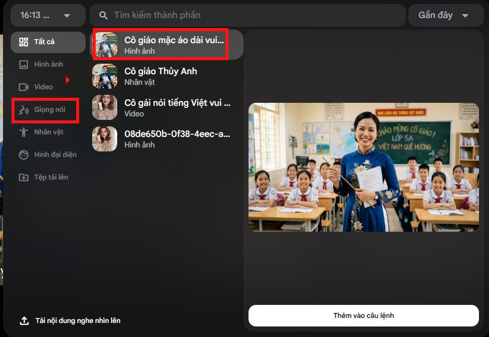 Tạo video giọng nói đồng nhất trên Flow