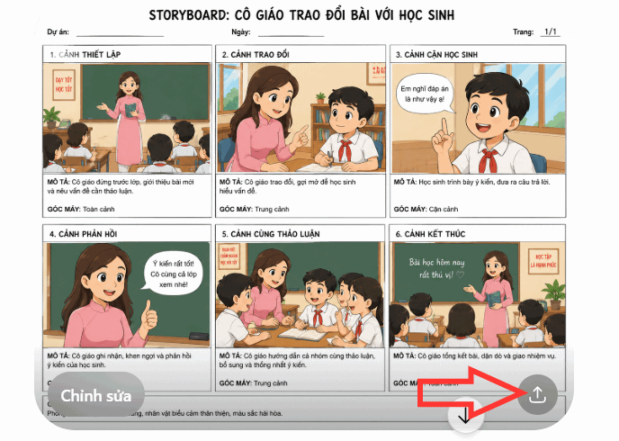 Tải ảnh storyboard trên ChatGPT