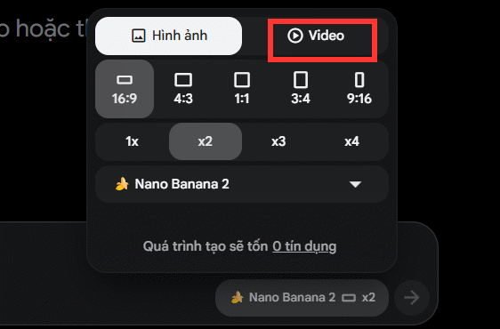 Chế độ tạo video trên Flow