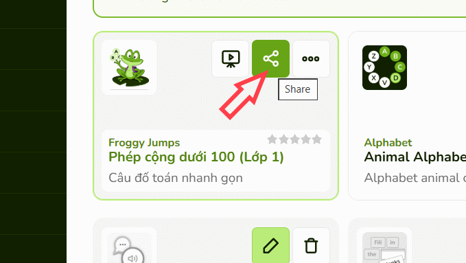 Chia sẻ game Froggy Jumps trên Educaplay