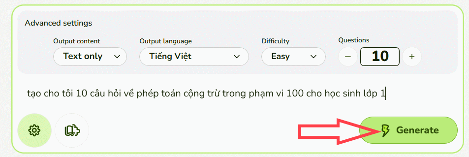 Yêu cầu tạo câu hỏi AI Froggy Jumps trên Educaplay