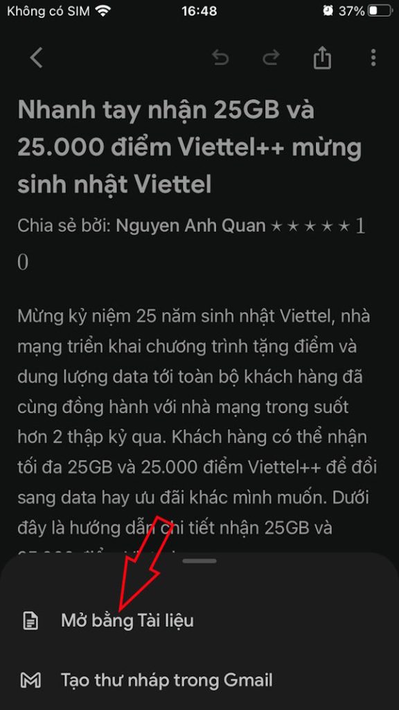 Chuyển ảnh sang Docs bằng Gemini