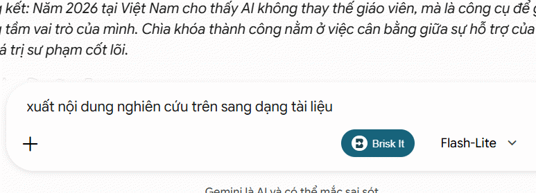 Xuất nội dung nghiên cứu trên Gemini Deep Research