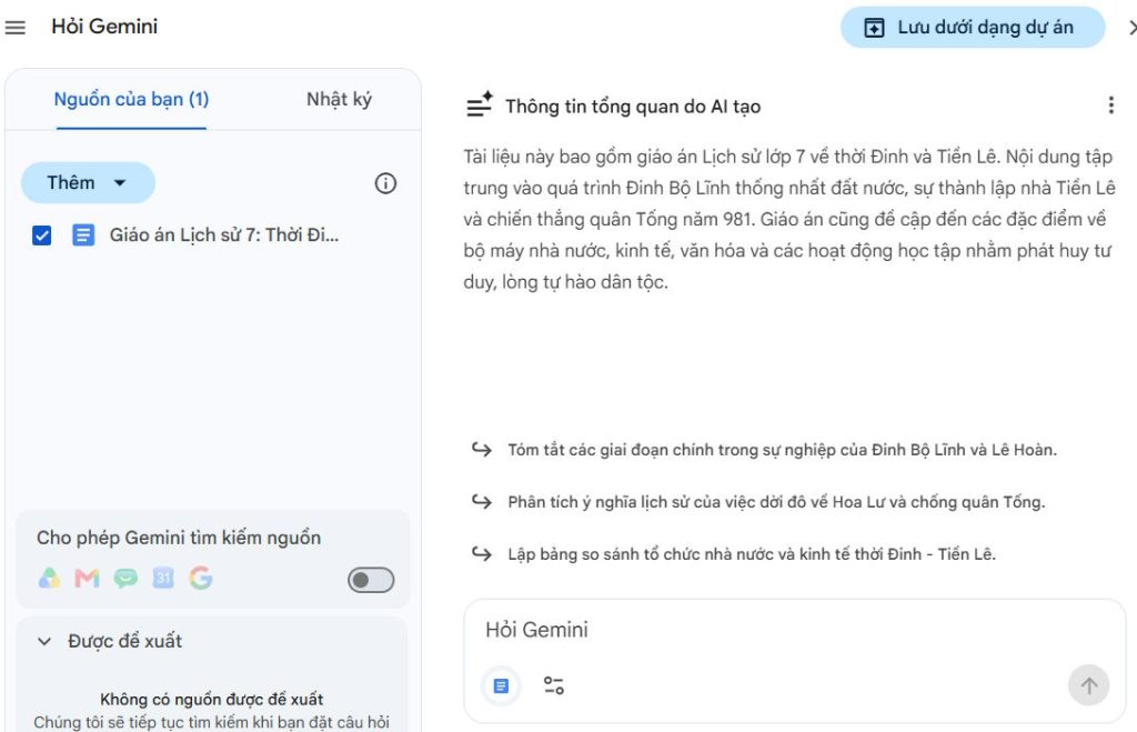 Nội dung tổng quát file Google Drive bằng Gemini