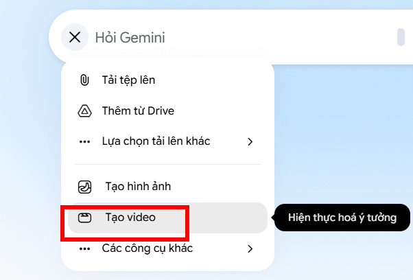 Tạo video trên Gemini