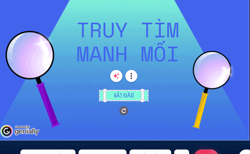 Chỉnh slide đầu tiên trò chơi tìm manh mối Genially