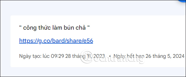 Các hội thoại đã chia sẻ trên Google Bard