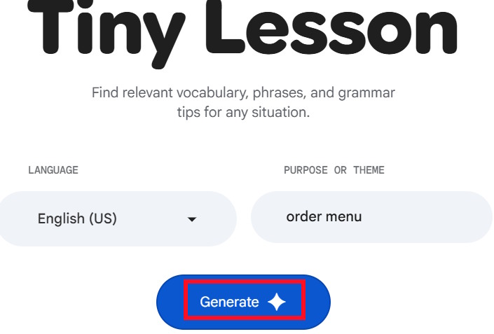 Nhập tình huống trên Google Labs