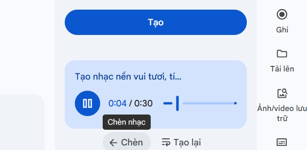 Nhạc nền AI trên Google Vids