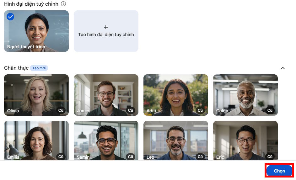 Lưu ảnh đại diện trên Google Vids