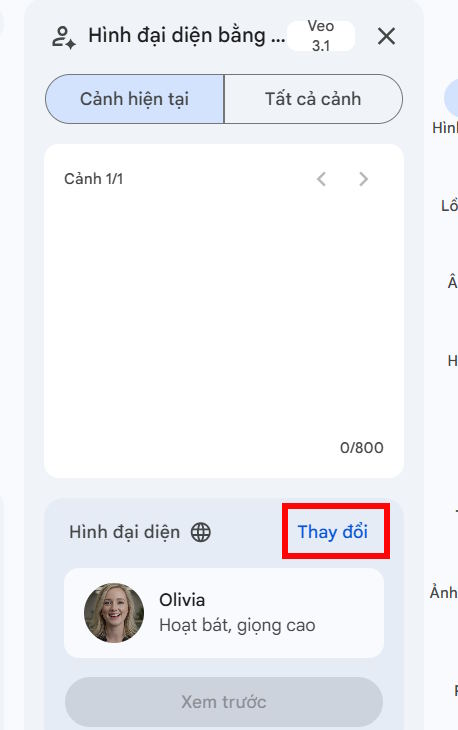 Thay đổi hình đại diện trên Google Vids