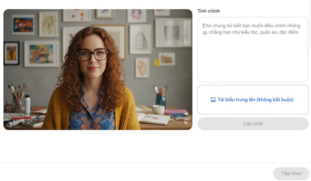Chỉnh ảnh đại diện có sẵn trên Google Vids