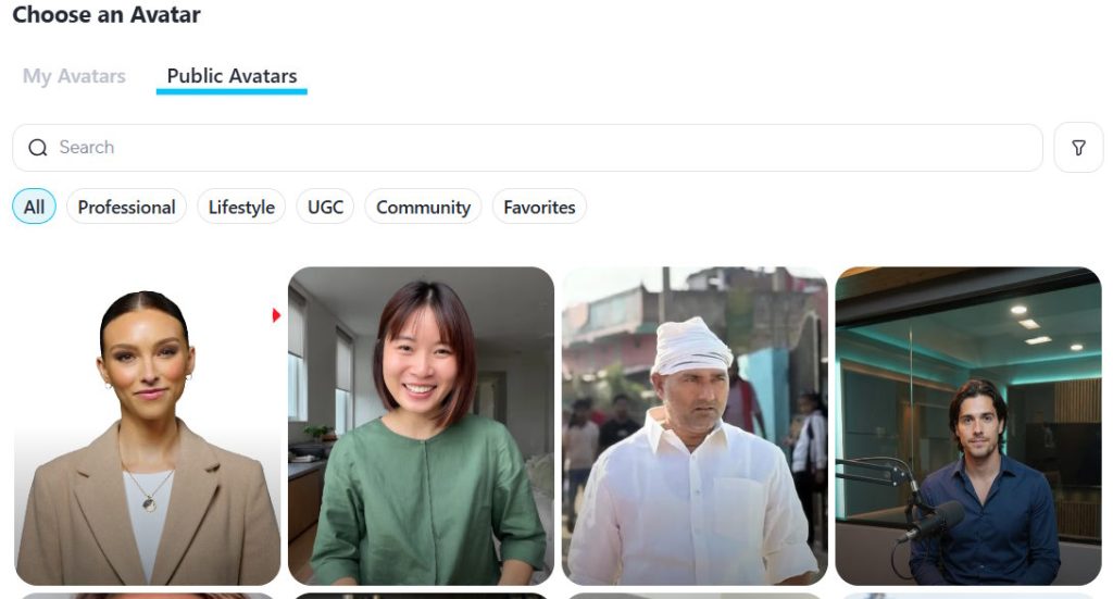Chọn avatar trên HeyGen