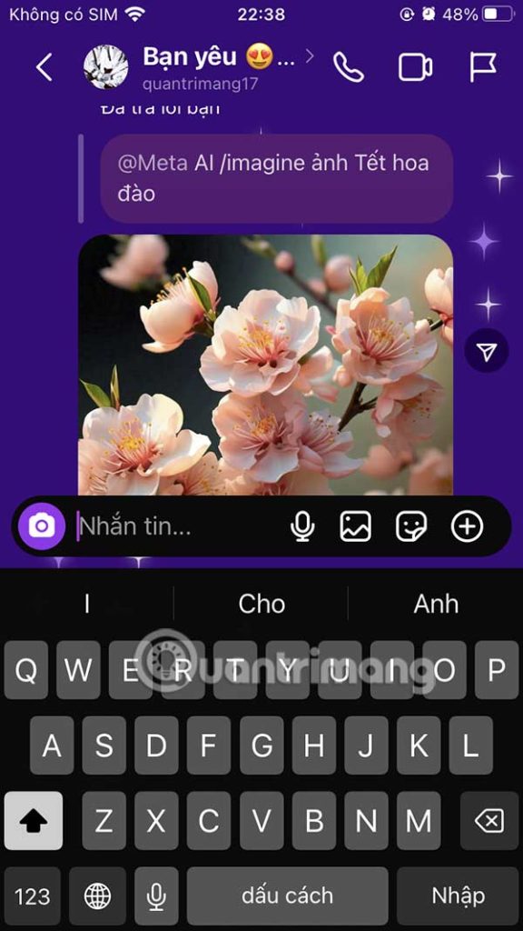 Ảnh AI tạo trong đoạn chat Instagram