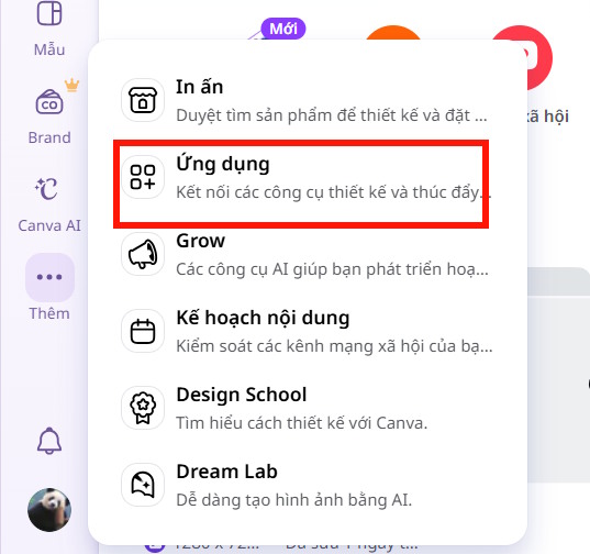 Ứng dụng trên Canva 