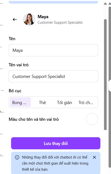 Giao diện tạo chatbot bằng JotForm AI Chatbot trên Canva 