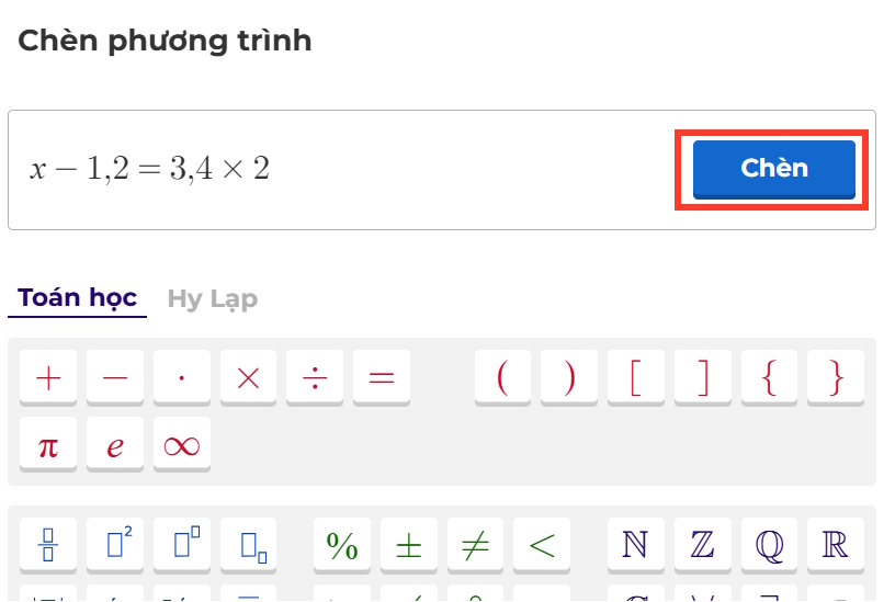 Chèn công thức trên Kahoot 