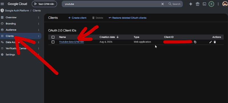 n8n YouTube credential