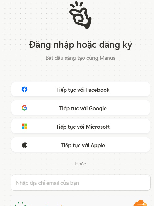 Đăng ký tài khoản Manus