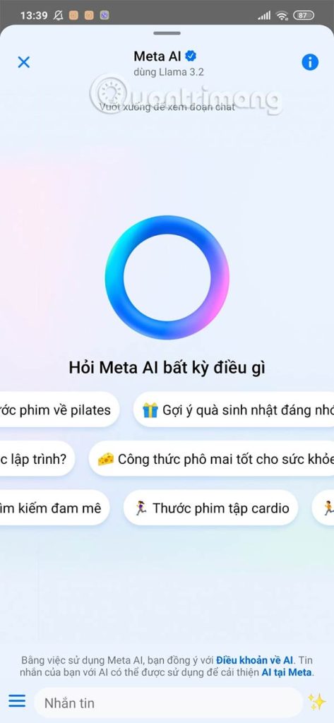 Giao diện Meta AI