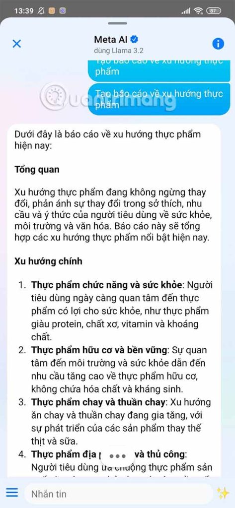 Chủ đề chat với Meta AI