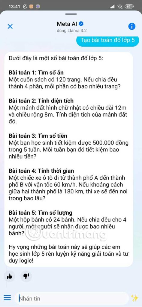 Nội dung phản hồi Meta AI