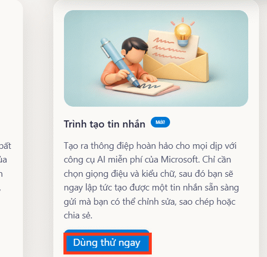 Trình tạo tin nhắn bằng Microsoft AI Tools