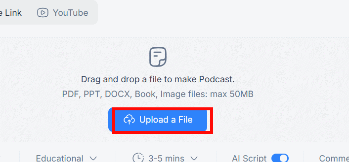 Tải file PDF lên trên NoteGPT