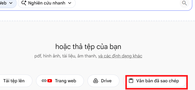 Tải ghi chú lên NotebookLM