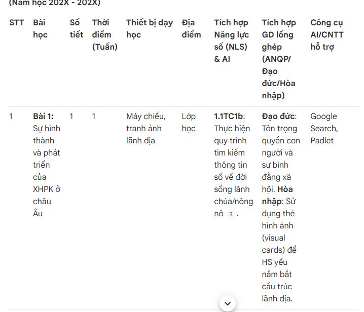 Kế hoạch giáo dục của giáo viên tạo trên NotebookLM