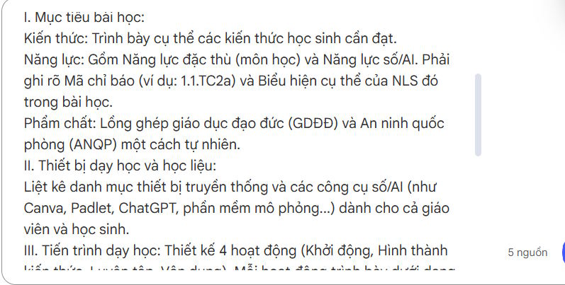 Prompt tạo giáo án tích hợp NLS trên NotebookLM