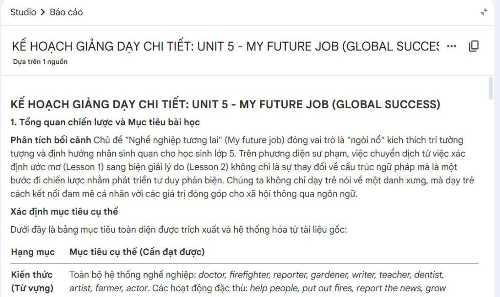 Bài giảng trên NotebookLM