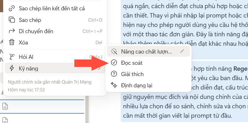 Rà soát nội dung bằng Notion AI