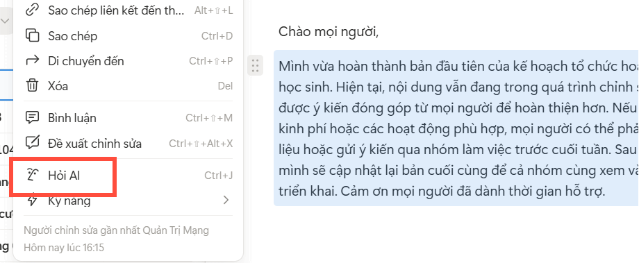 Sử dụng AI trong Notion AI
