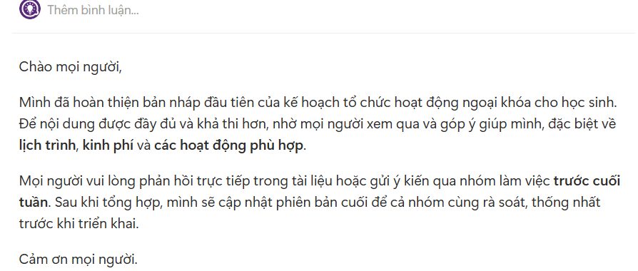 Hiện văn bản mới trên Notion AI