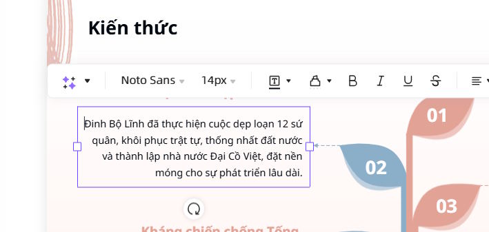 Mở rộng nội dung trong slide tạo trên OceanDoc