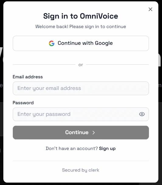 Tạo tài khoản OmniVoice
