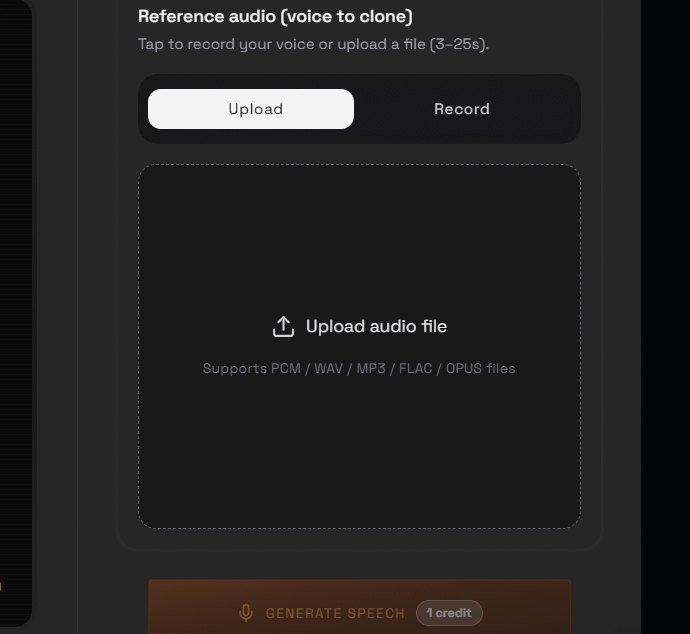 Tải file giọng nói cá nhân lên Voice Cloning trên OmniVoice