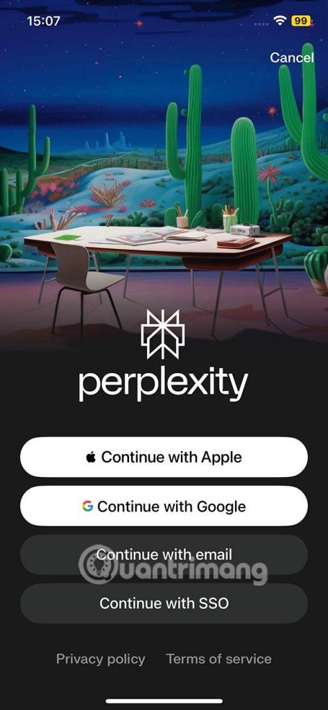 Đăng nhập Perplexity