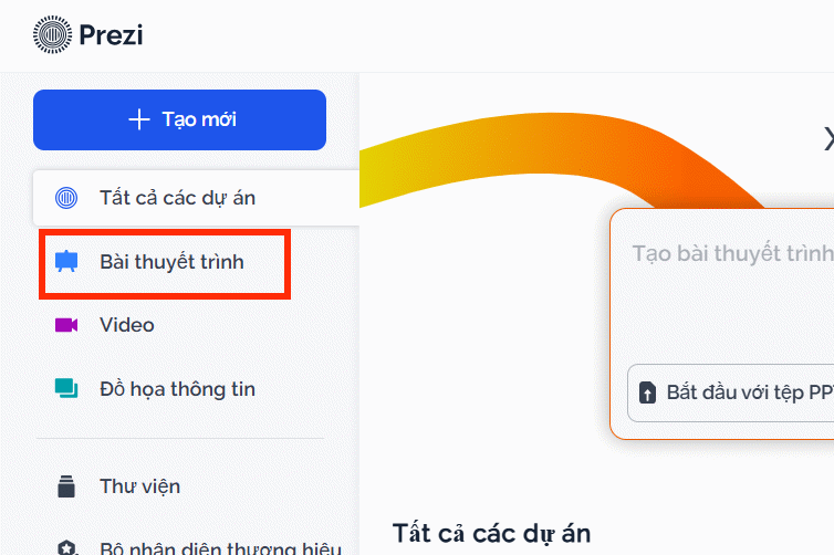 Bài thuyết trình trên Prezi AI