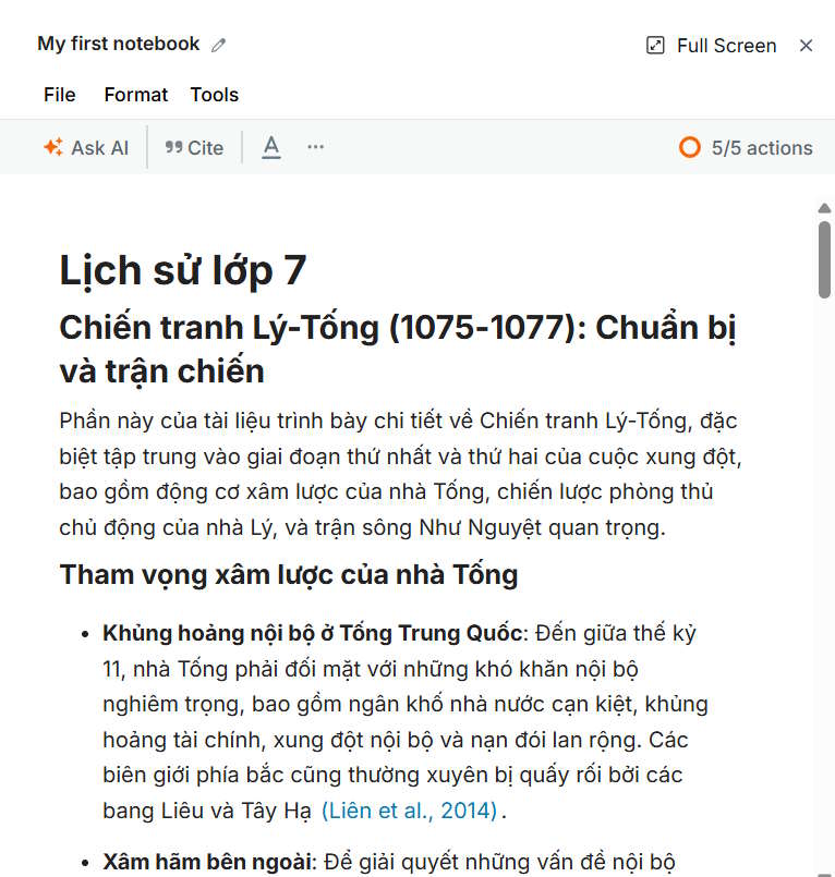 Lưu nội dung vào Notebook trên Scispace